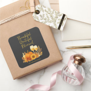 Herfstfeest - Elegante gouden Thanksgiving Vierkante Sticker