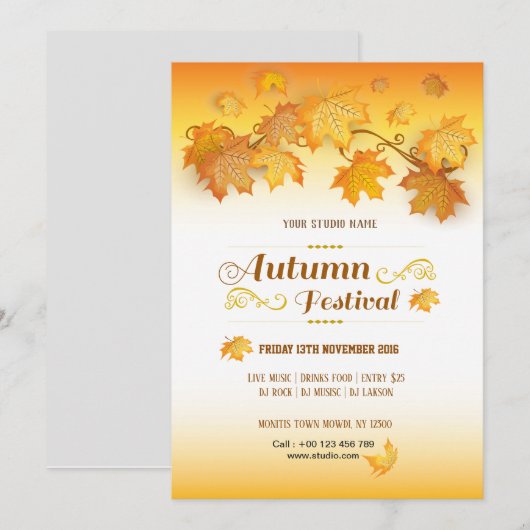 Herfstfeest Flyer Kaart (Voorkant / Achterkant)