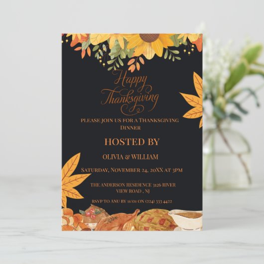 "Herfstfeest: vier Thanksgiving met ons" Kaart (Staand voorkant)