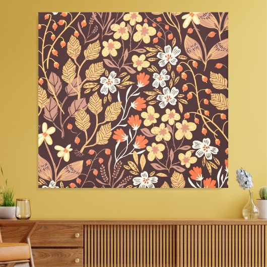 Herfstflora:  naadloos patroon canvas afdruk (Insitu (Woonkamer))