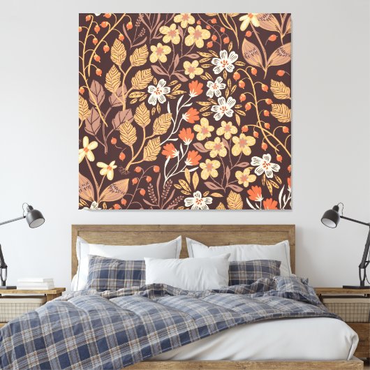 Herfstflora:  naadloos patroon canvas afdruk (Insitu (Slaapkamer))