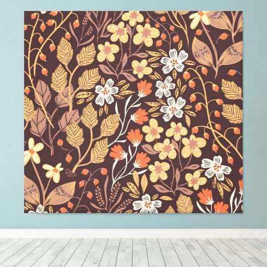 Herfstflora:  naadloos patroon canvas afdruk (Insitu (Houten vloer))