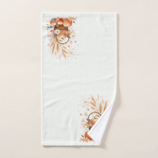 Herfstgebladerte en bloemen met pompoenen en appel bad handdoek (Handdoek)