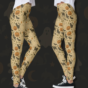 herfstgeesten en zwarte katten Halloween Leggings