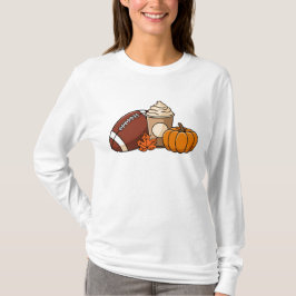 Herfstgenoegens: football, pompoen en pompoenkruid t-shirt