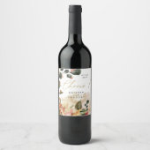 herfstgevoel elegante bloemengejuich bruiloft wijn etiket (Voorkant)