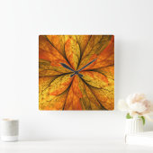 Herfstgevoel, moderne Abstracte fractale ventilato Vierkante Klok (Huis)