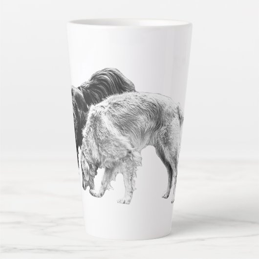 Herfstgezellen in de schaduw latte mok (Voorkant)