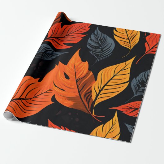 Herfstgloed: stralende bladpatronen cadeaupapier (Uitgerold)