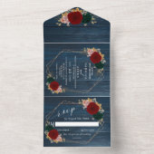 herfstgoud | Navy Houten Smaragd Greeny All In One Uitnodiging (Binnen)