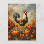 Herfsthaan met pompoenen briefkaart (Voorkant)