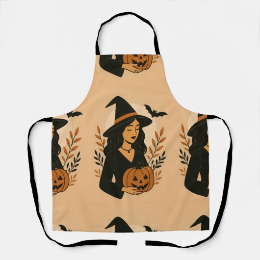 Herfstheks met pompoen |  Halloween Schort (Voorkant)