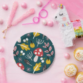  herfstherfstbladeren met paddenstoel in groene sc papieren bordje (Feest)