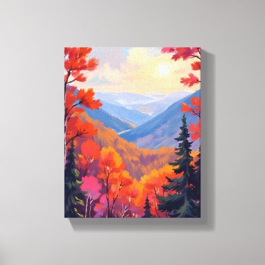 Herfstheuvels | Waterverf voor herfstbladeren en b Canvas Afdruk (Voorkant)