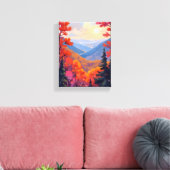 Herfstheuvels | Waterverf voor herfstbladeren en b Canvas Afdruk (Insitu (Woonkamer))