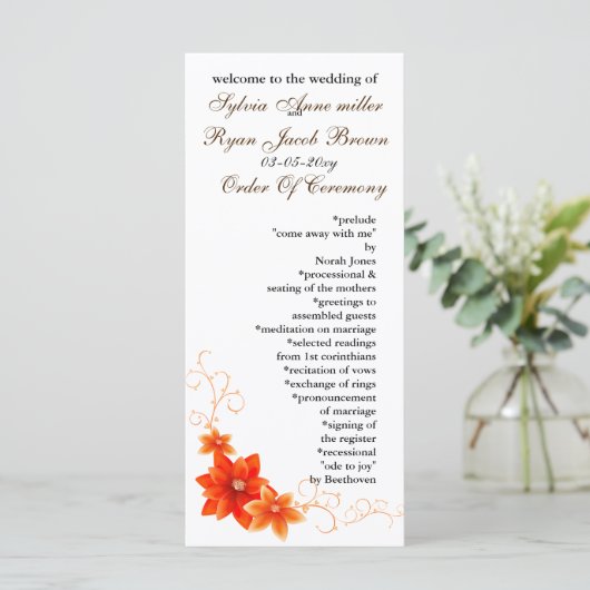 Herfsthuwelijksprogramma Programma (Staand voorkant)