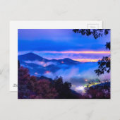 herfstjaars ochtend over de blauwe bergpas briefkaart (Voorkant / Achterkant)