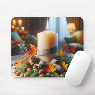 Herfstkaars met eikels muismat