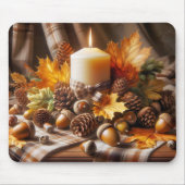 Herfstkaars met geplakte strik muismat (Voorkant)