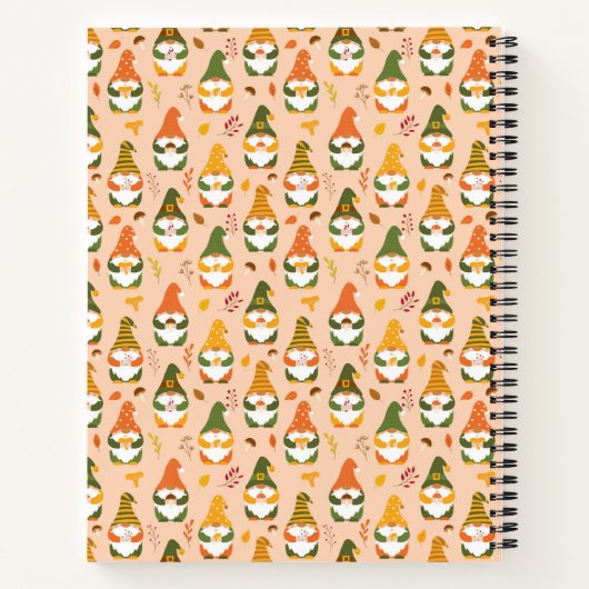 Herfstkabouters in het bospatroon notitieboek (Achterkant)