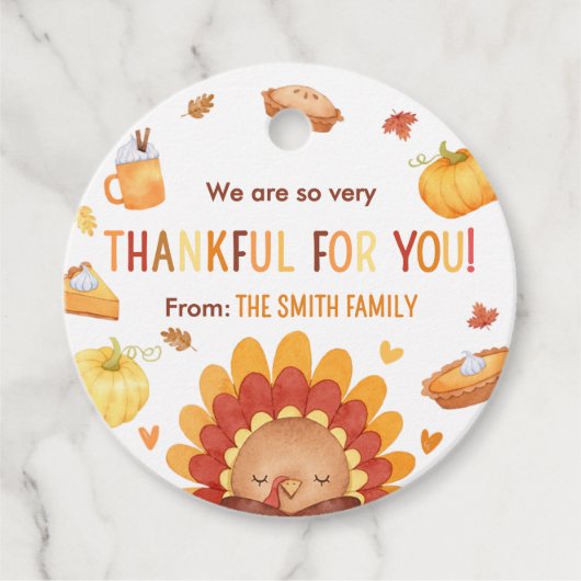 Herfstkalkoen pompoen Thanksgiving Bedankjes Labels (Voorkant)