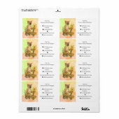 Herfstkat bloemist die bloemen schikt etiket (Full Sheet)