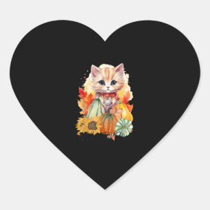 Herfstkat Het is Herfst Y'all Pumpkins Herfsthallo Hart Sticker