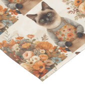 Herfstkat met bloemen voor Thanksgiving Korte Tafelloper (Hoek)