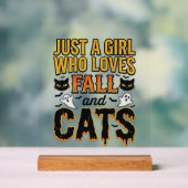 Herfstkatten Halloween-meisje Vintage Grafisch ont Acryl Bord (Neutraal)