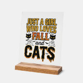 Herfstkatten Halloween-meisje Vintage Grafisch ont Acryl Bord (Hoek)
