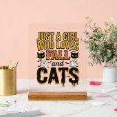 Herfstkatten Halloween-meisje Vintage Grafisch ont Acryl Bord (Huwelijk)