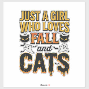 Herfstkatten Halloween-meisje Vintage Grafisch ont Sticker