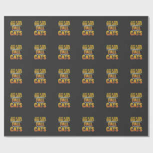 Herfstkatten Meisje Halloween-ontwerp_1 Cadeaupapier