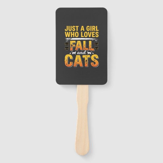 Herfstkatten Meisje Halloween-ontwerp_1 Handwaaier (Voorkant)
