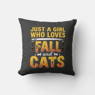 Herfstkatten Meisje Halloween-ontwerp_1 Kussen