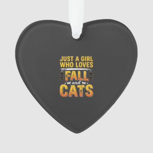 Herfstkatten Meisje Halloween-ontwerp_1 Ornament