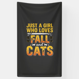 Herfstkatten Meisje Halloween-ontwerp_1 Spandoek