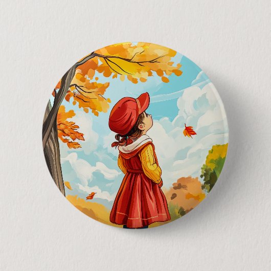 Herfstkind Ronde Button 5,7 Cm (Voorkant)