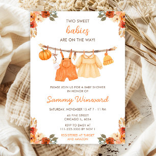 Herfstklerenlijn Tweeling Baby Shower Kaart