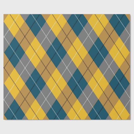 Herfstkleur Argyle geometrisch geruite patroon Cadeaupapier (Vlak)