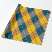 Herfstkleur Argyle geometrisch geruite patroon Cadeaupapier (Uitgerold)