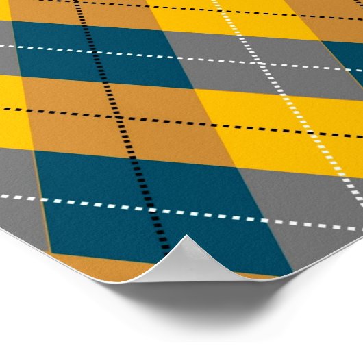 Herfstkleur Argyle geometrisch geruite patroon Poster (Hoek)