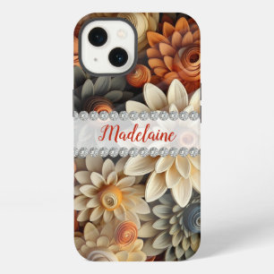 Herfstkleuren 3D bloemen, diamanten frame op maat iPhone 13 Hoesje