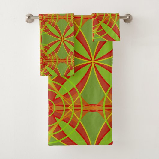 Herfstkleuren Abstract geometrisch ontwerp Bad Handdoek (Insitu)