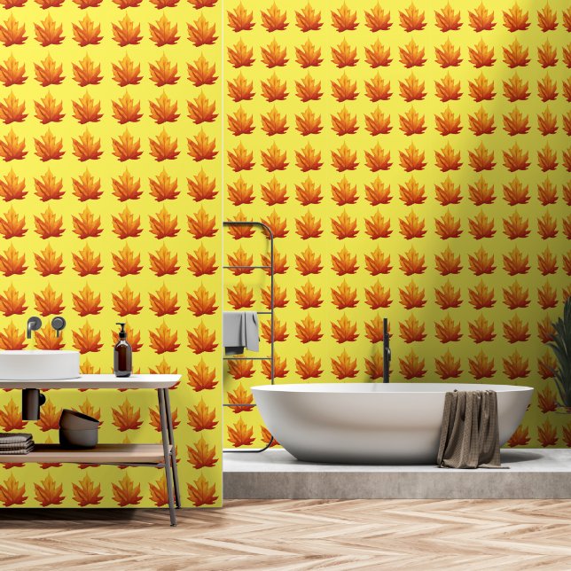 Herfstkleuren bladeren behang (Badkamer)