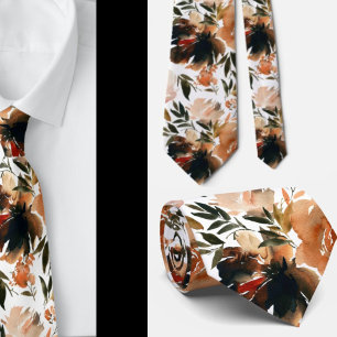 Herfstkleuren Bruine Bloemen Rozen Bloemstuk Heren Stropdas