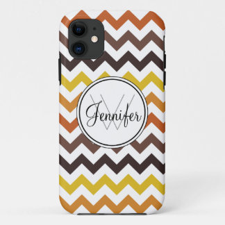 Herfstkleuren, bruine Chevron Monogram iPhone 5 ho 11 Hoesje