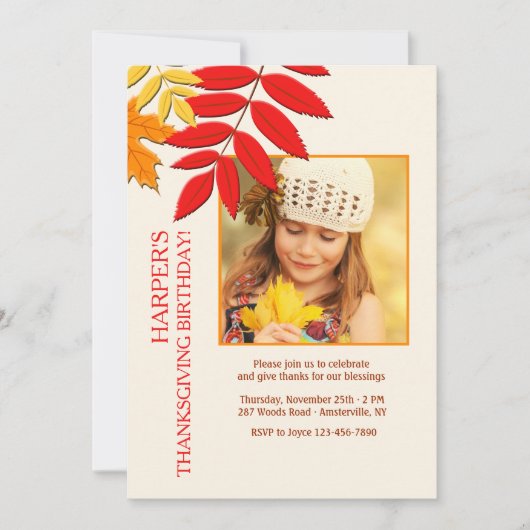 Herfstkleuren Foto Thanksgiving Kaart (Voorkant)