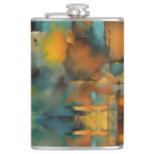 Herfstkleuren, geometrische grunge verf abstract heupfles (Voorkant)