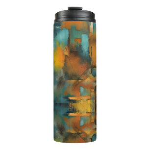 Herfstkleuren, geometrische grunge verf abstract thermosbeker